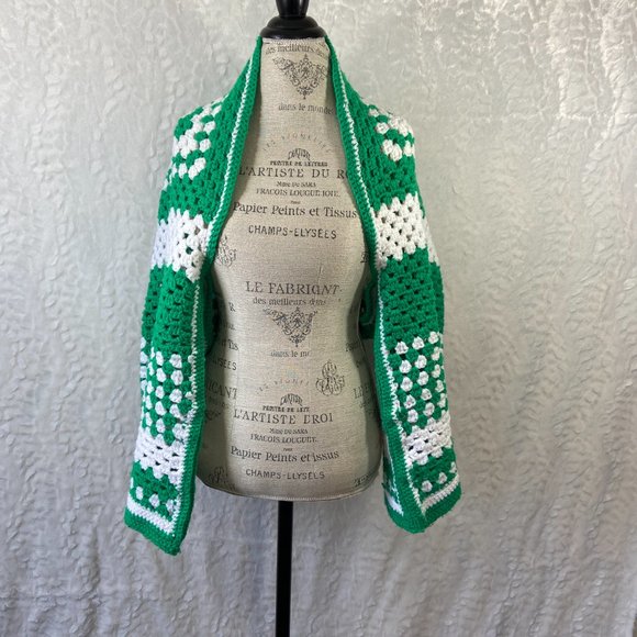 Vintage Handmade Granny Square crochet shawl shrug Retro Boho - Picture 10 of 12